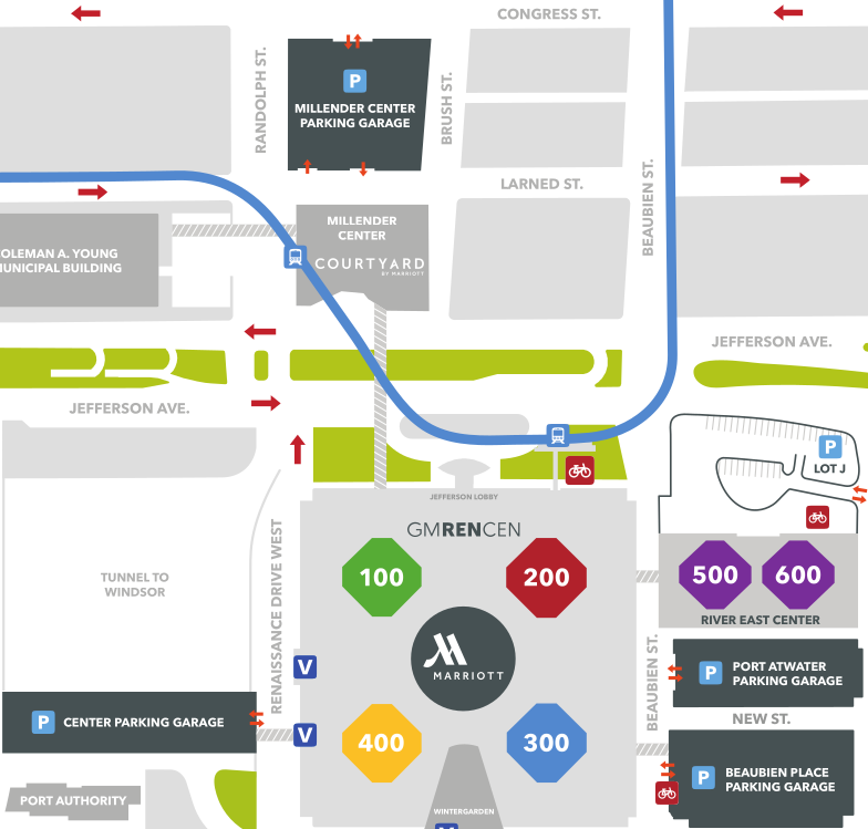 Renaissance Center Complex Parking Map