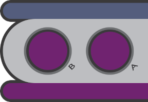 Two round game controller buttons labeled 'B' and 'A'